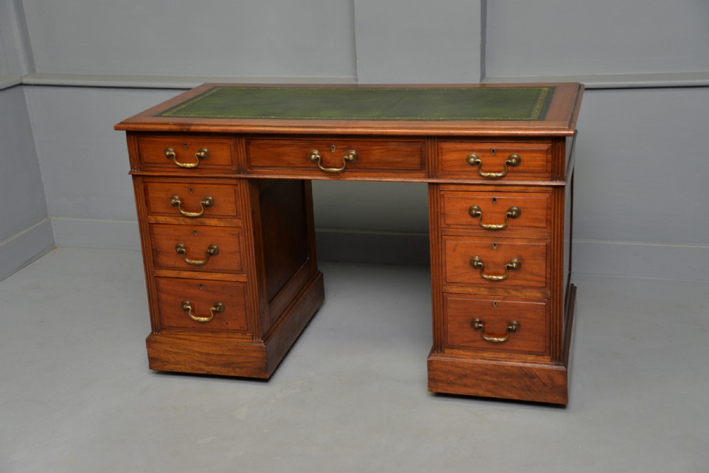 Victorian Solid Mahogany Pedestal Desk View VII