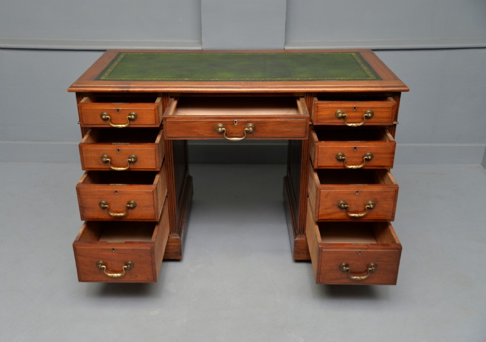 Victorian Solid Mahogany Pedestal Desk View VIII