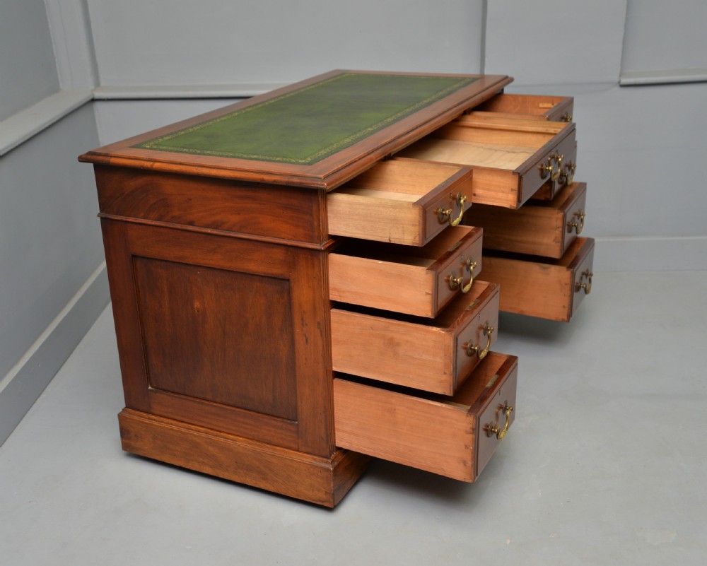 Victorian Solid Mahogany Pedestal Desk View XVI