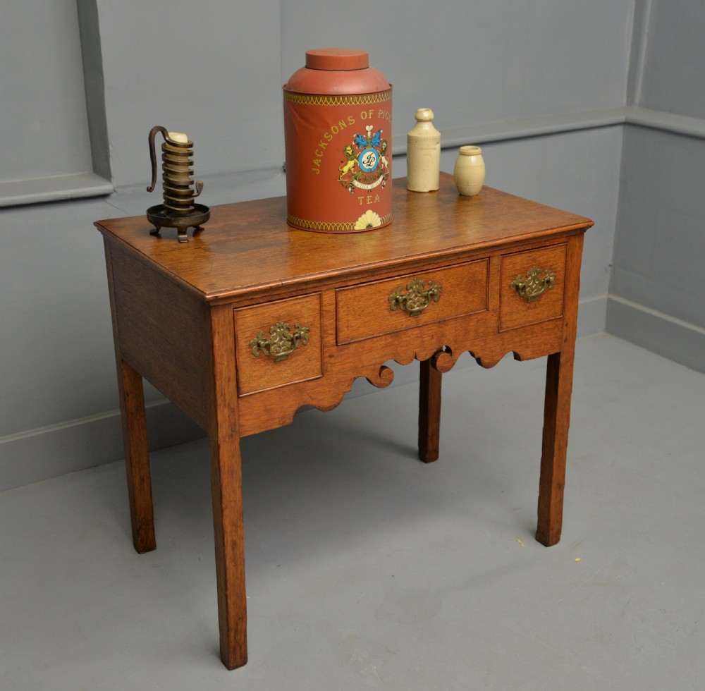 George III Georgian Solid Oak Lowboy Side Table View XX