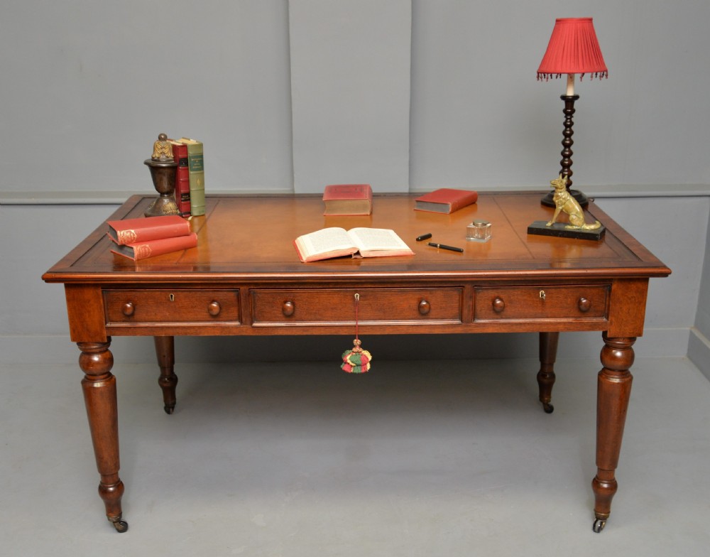 Victorian Mahogany Partners Writing Table Library Desk View II