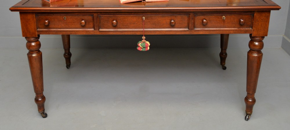 Victorian Mahogany Partners Writing Table Library Desk View V