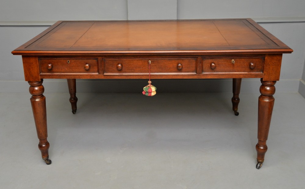 Victorian Mahogany Partners Writing Table Library Desk View VIII