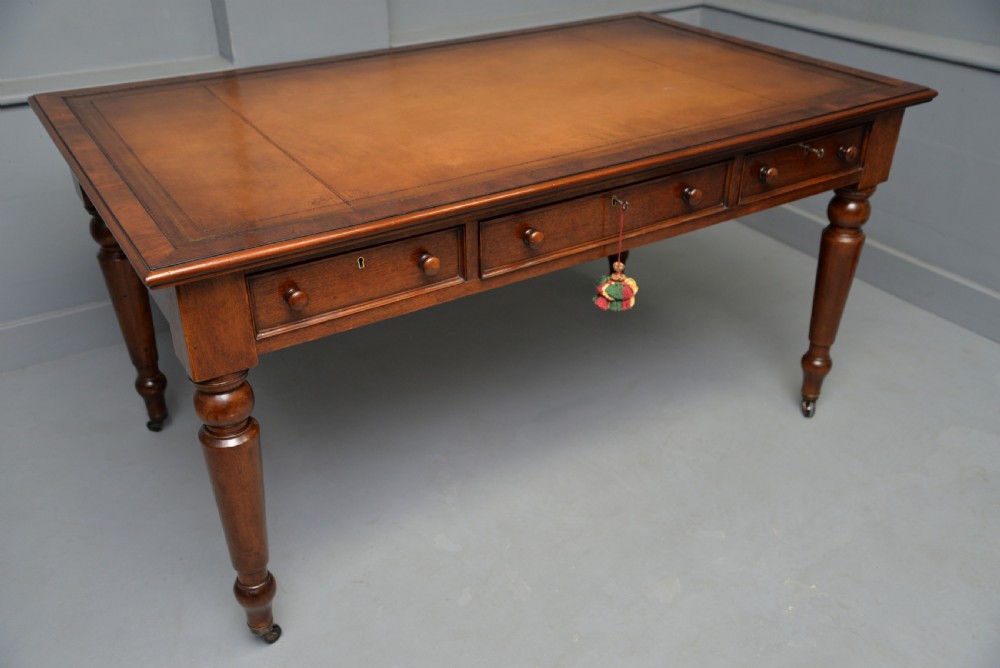 Victorian Mahogany Partners Writing Table Library Desk View IX
