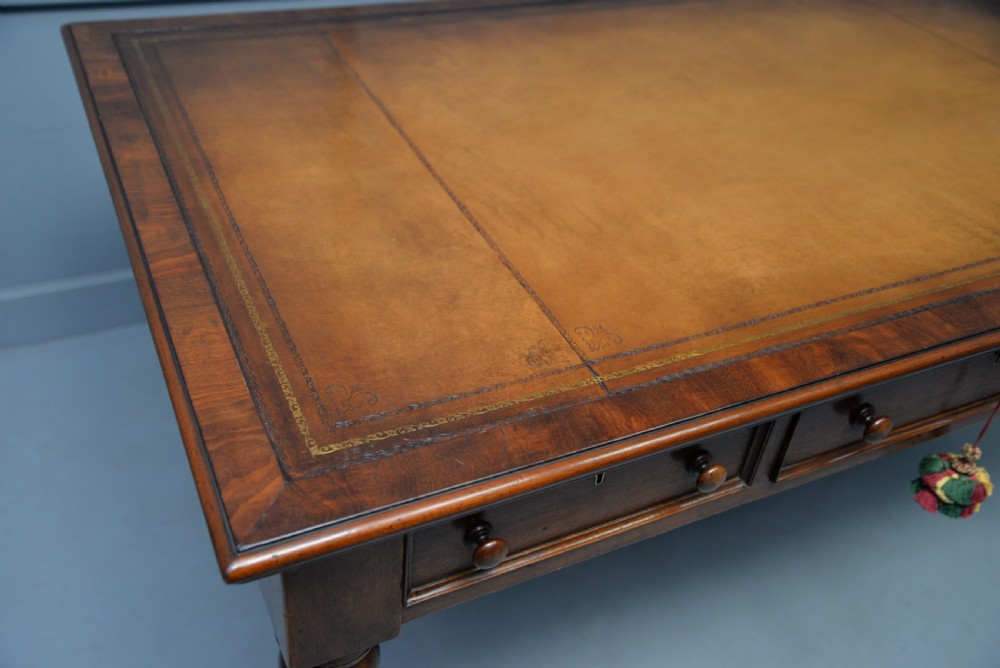 Victorian Mahogany Partners Writing Table Library Desk View X