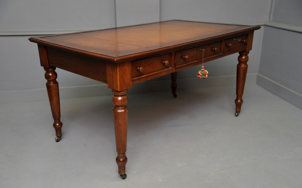 Victorian Mahogany Partners Writing Table Library Desk View XI