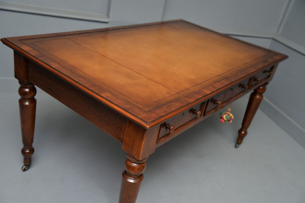 Victorian Mahogany Partners Writing Table Library Desk View XII