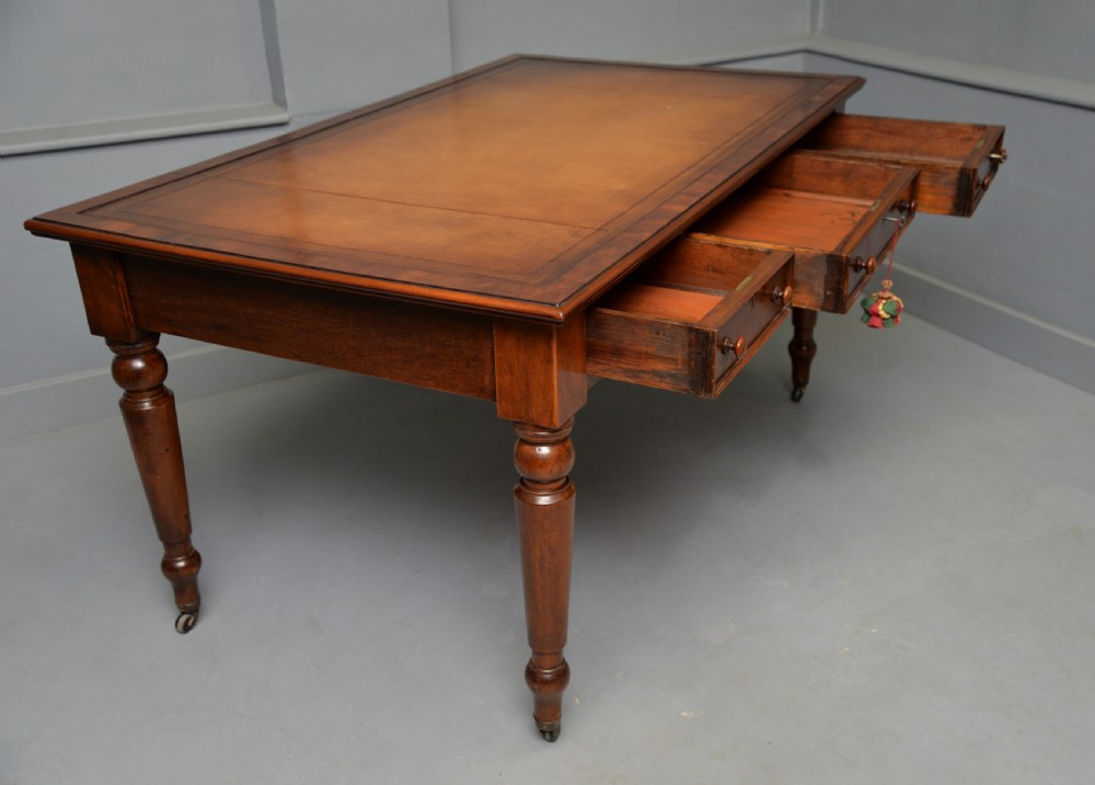 Victorian Mahogany Partners Writing Table Library Desk View XIII