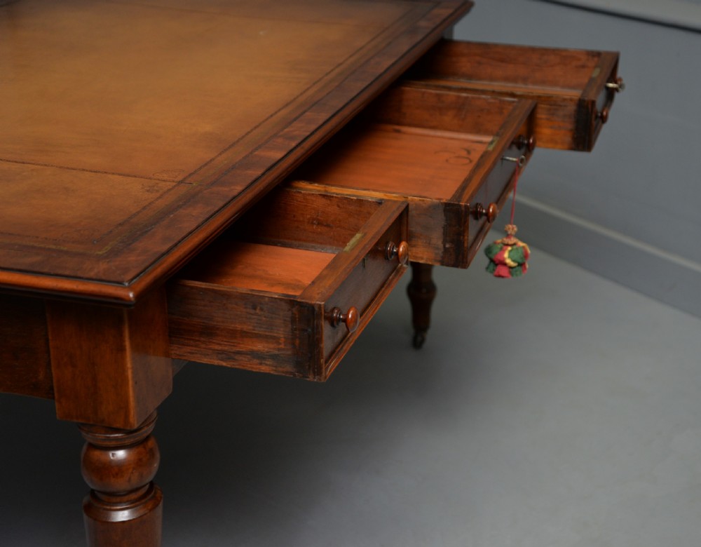 Victorian Mahogany Partners Writing Table Library Desk View XIV