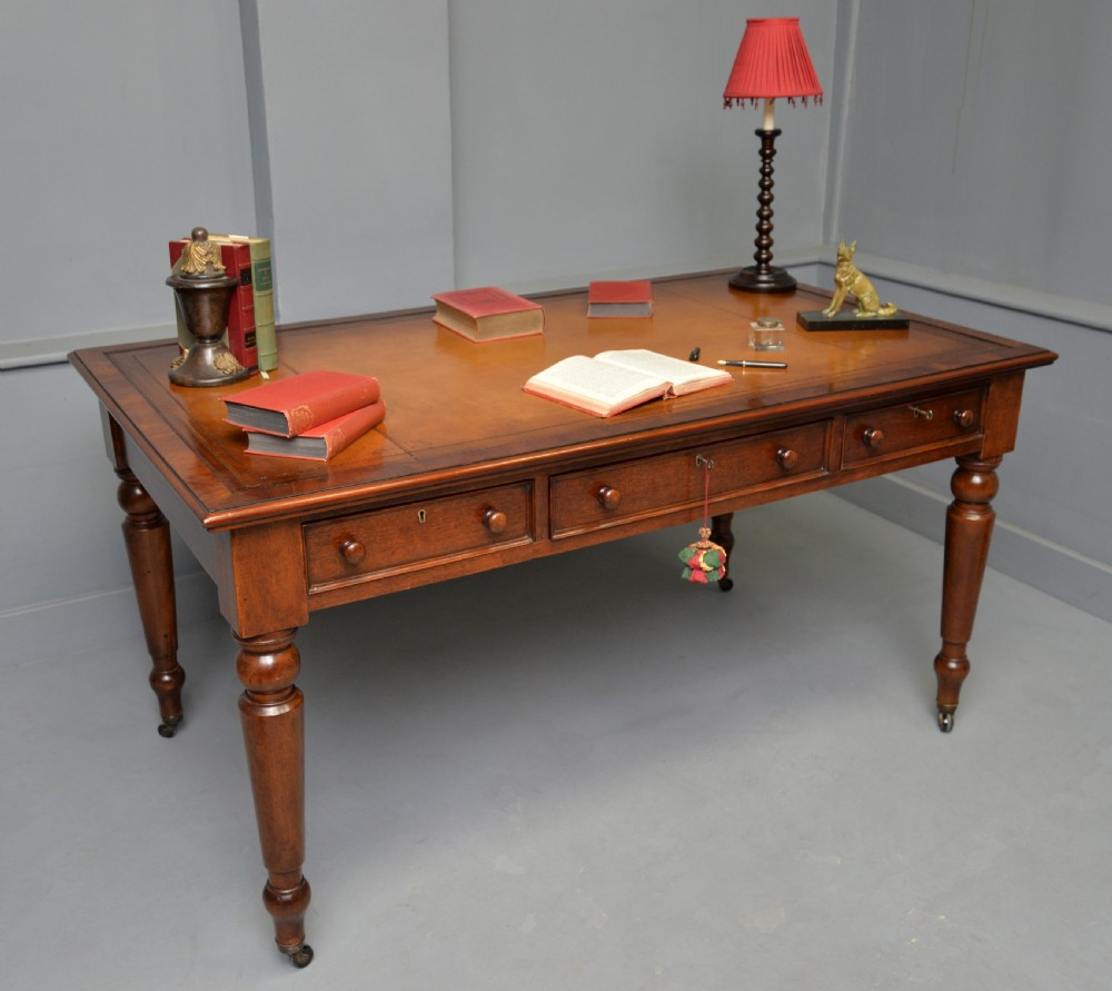 Victorian Mahogany Partners Writing Table Library Desk View XX