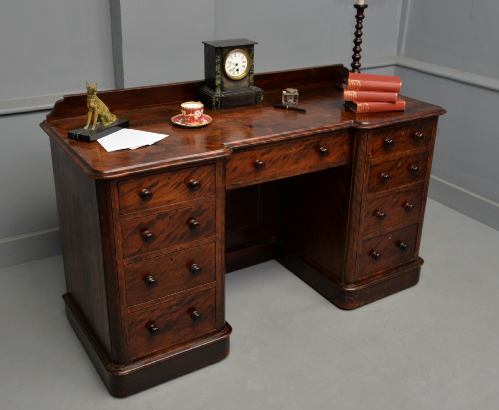 Victorian Plum Pudding Mahogany Pedestal Desk View III
