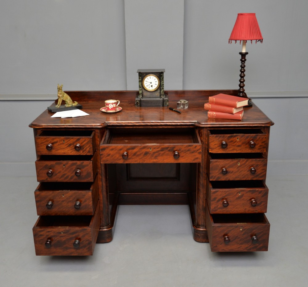 Victorian Plum Pudding Mahogany Pedestal Desk View V