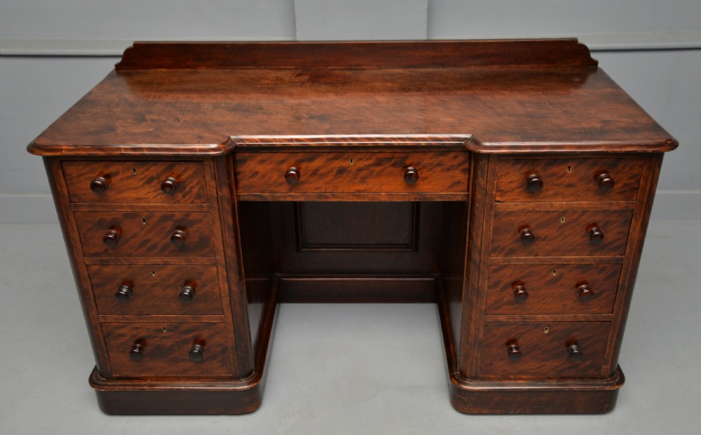Victorian Plum Pudding Mahogany Pedestal Desk View VII