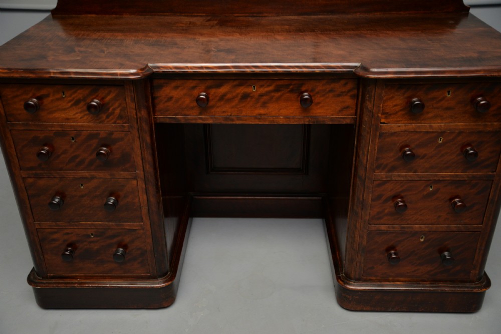 Victorian Plum Pudding Mahogany Pedestal Desk View VIII