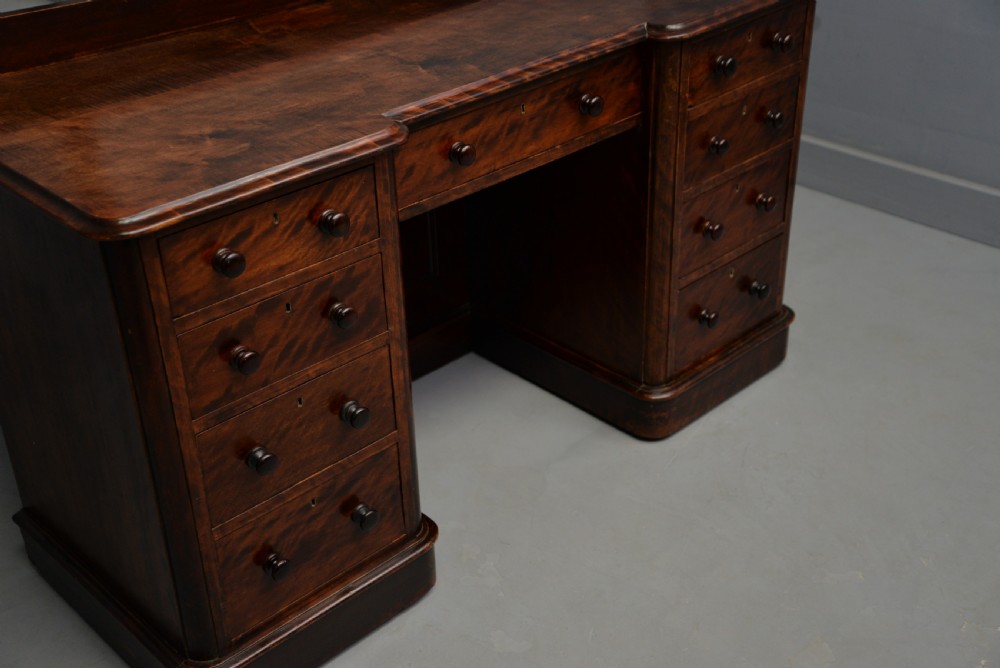Victorian Plum Pudding Mahogany Pedestal Desk View IX