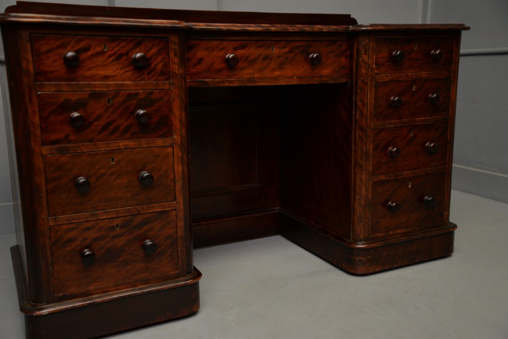 Victorian Plum Pudding Mahogany Pedestal Desk View X