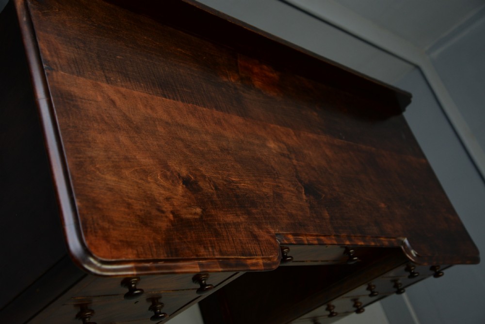 Victorian Plum Pudding Mahogany Pedestal Desk View XI