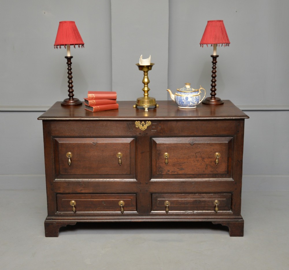George II Oak Mule Chest Coffer  View II