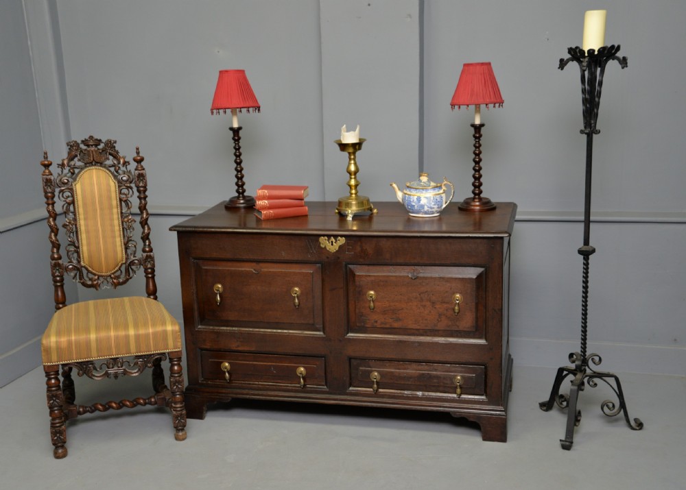 George II Oak Mule Chest Coffer  View V