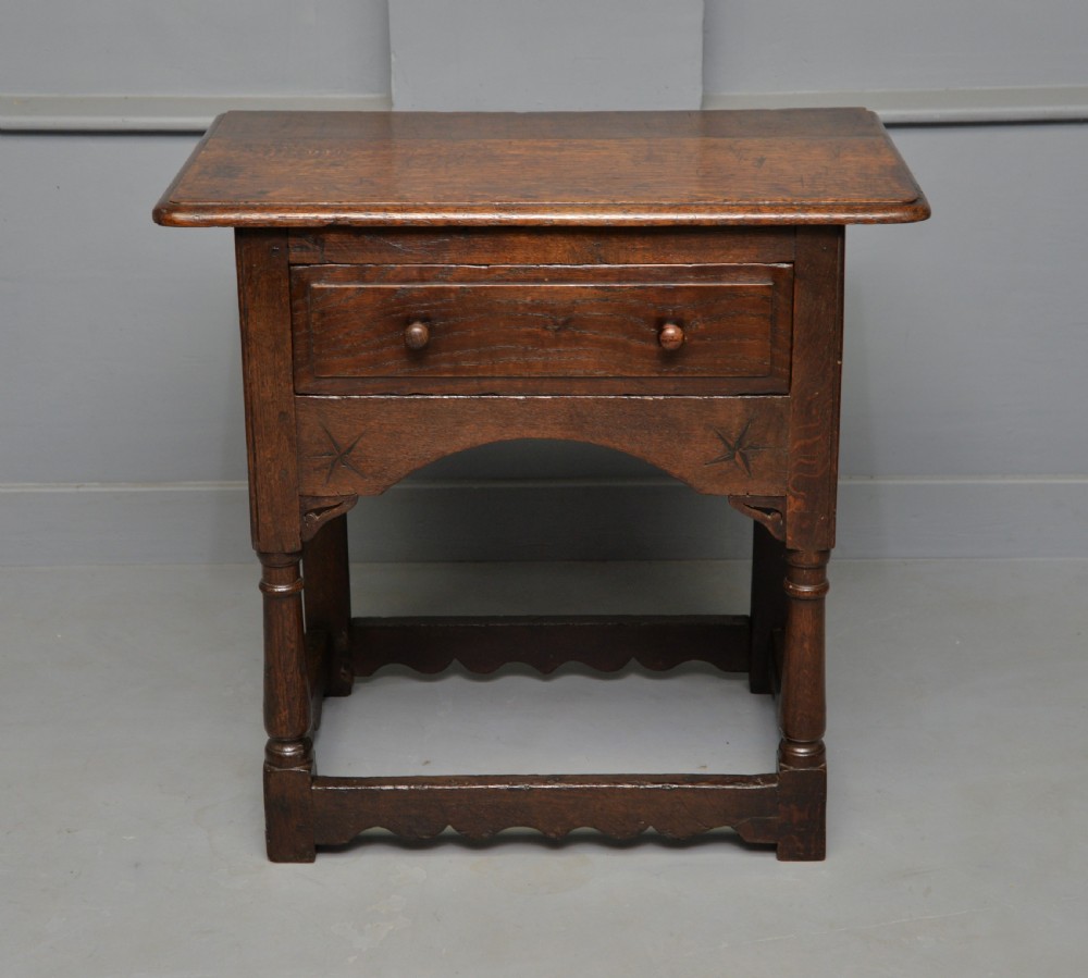 Charming 17th Century Solid Oak Side Lamp Table View V