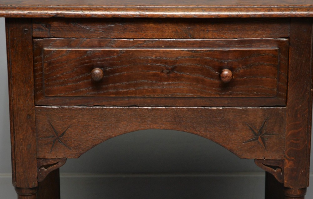 Charming 17th Century Solid Oak Side Lamp Table View VII