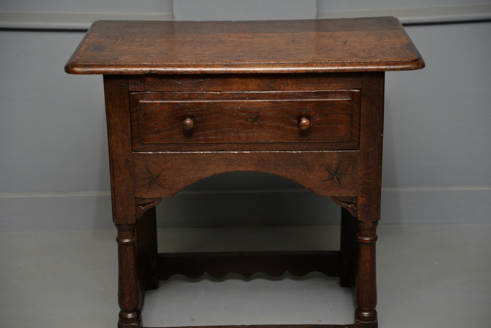 Charming 17th Century Solid Oak Side Lamp Table View VIII