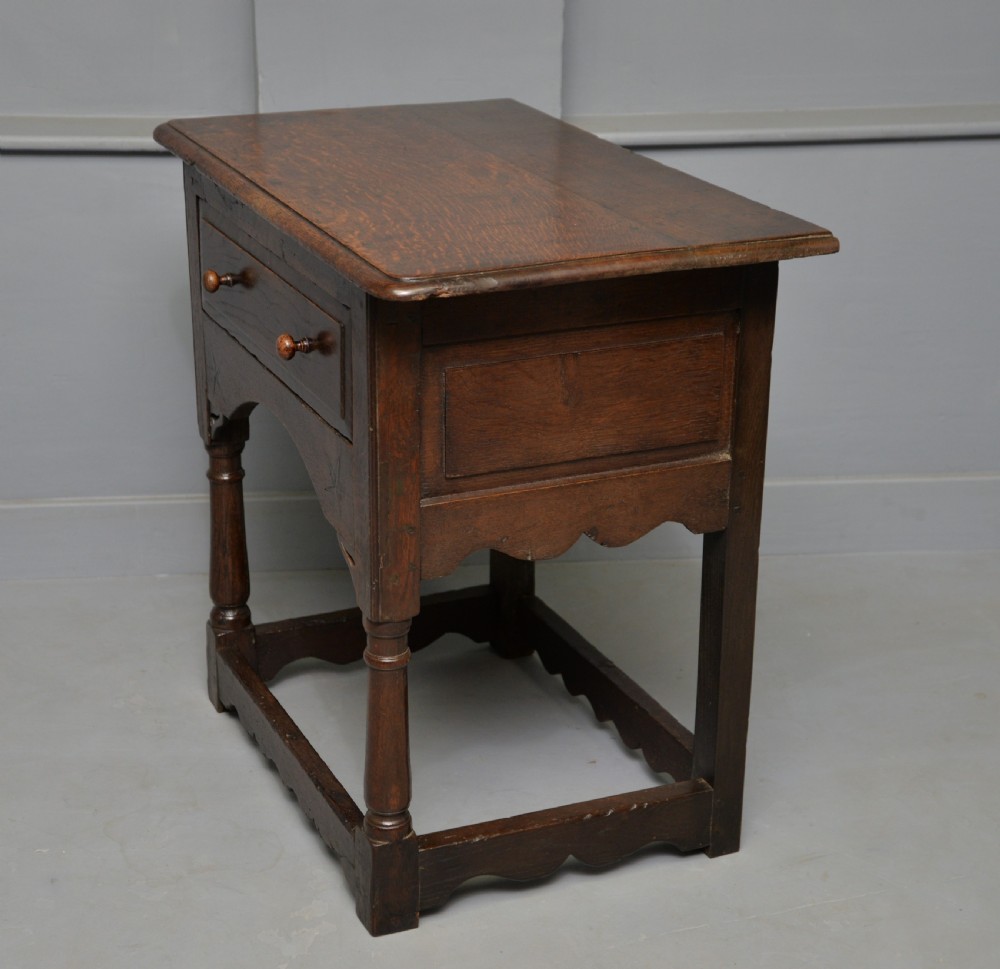 Charming 17th Century Solid Oak Side Lamp Table View XIII