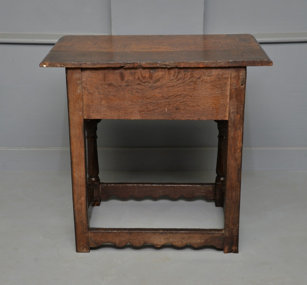 Charming 17th Century Solid Oak Side Lamp Table View XV