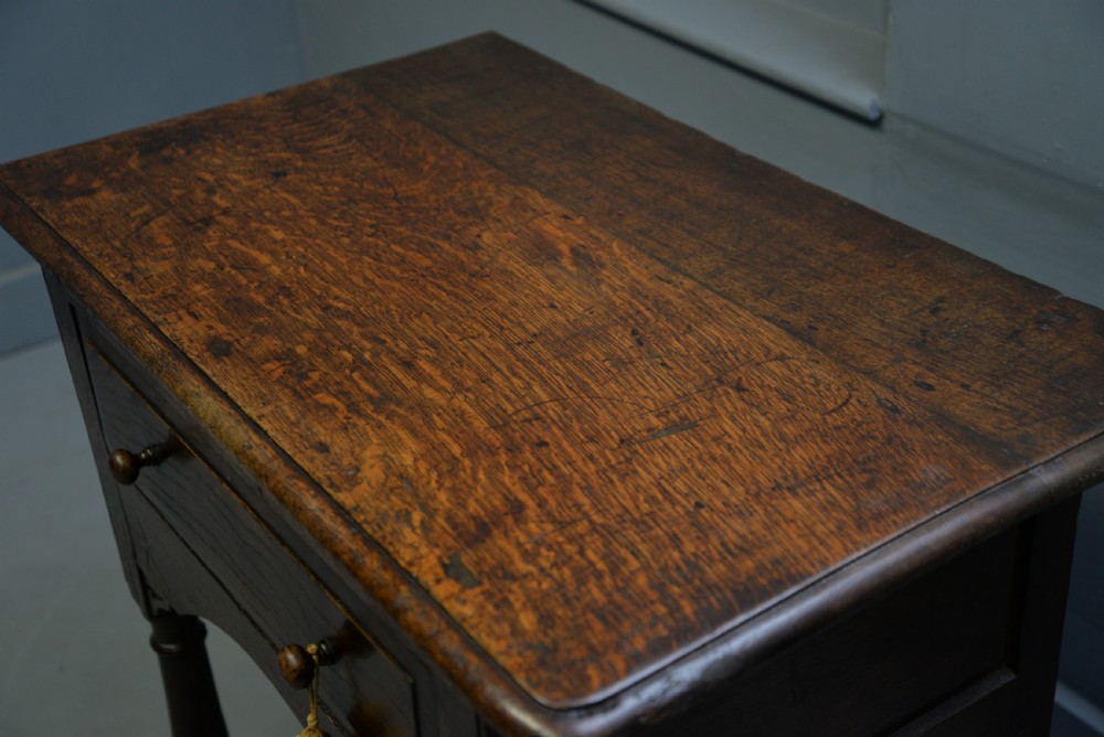 Charming 17th Century Solid Oak Side Lamp Table View XVIII