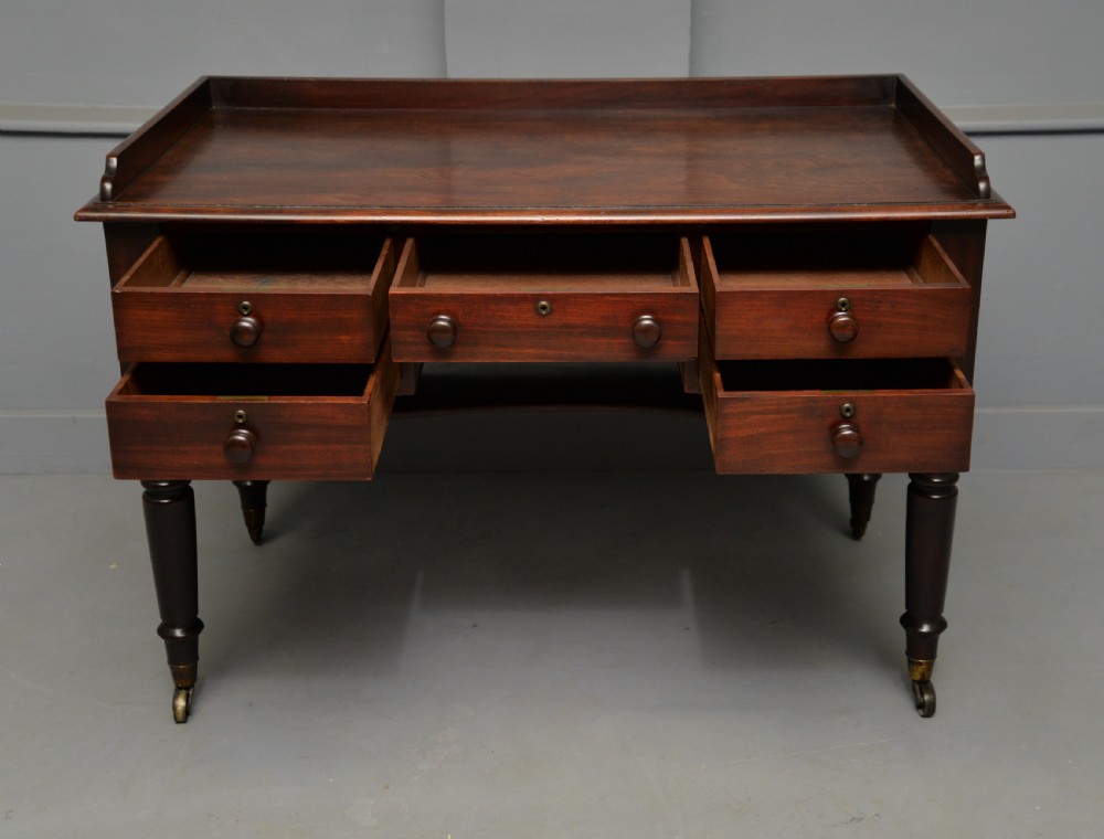 William IV Early 19th Century Mahogany Writing Table Desk View XIV