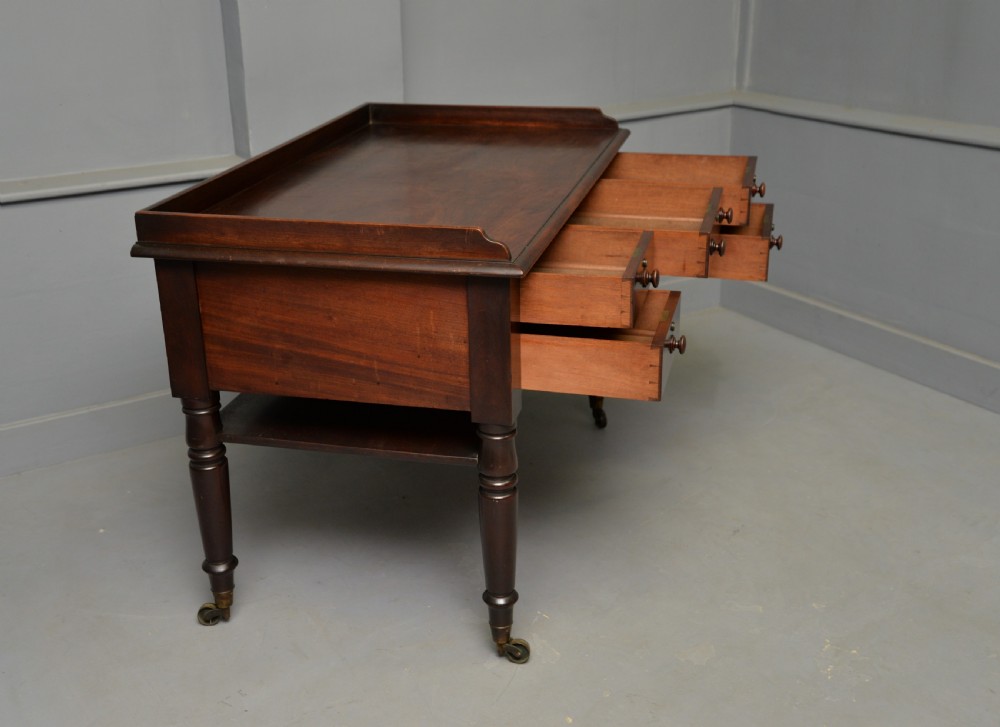 William IV Early 19th Century Mahogany Writing Table Desk View XVIII
