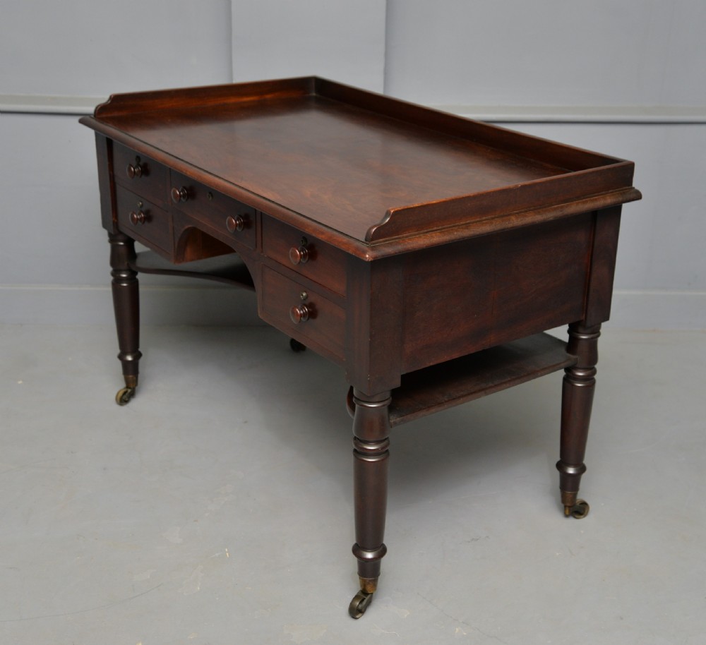 William IV Early 19th Century Mahogany Writing Table Desk View XX