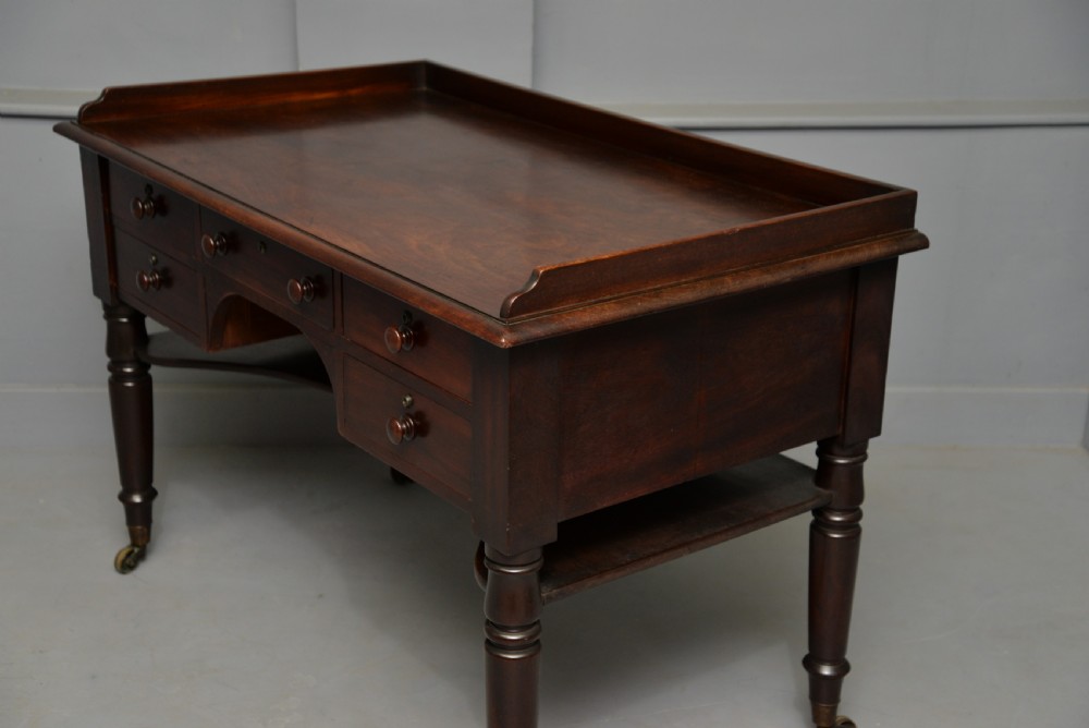 William IV Early 19th Century Mahogany Writing Table Desk View XXI