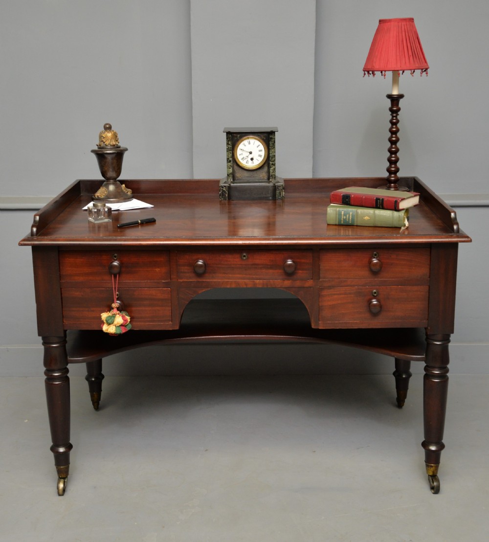 William IV Early 19th Century Mahogany Writing Table Desk View XXIII