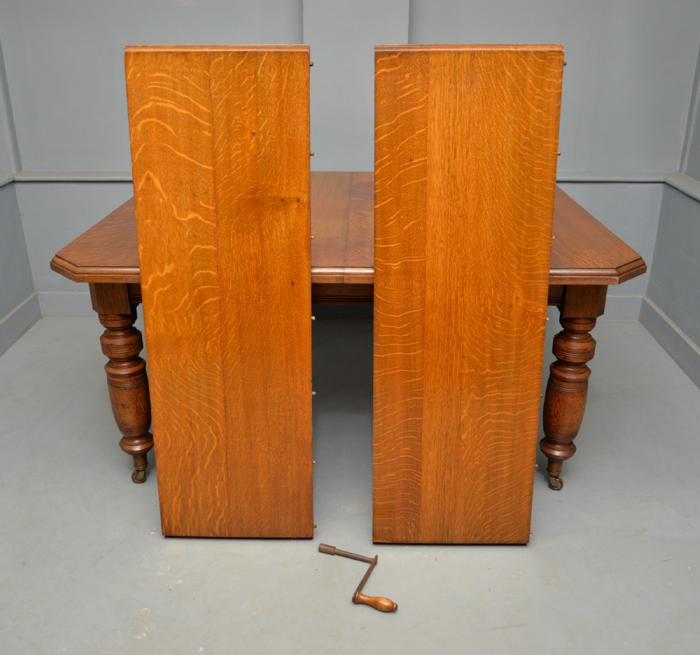 Victorian Golden Oak Extending Dining Table View VII