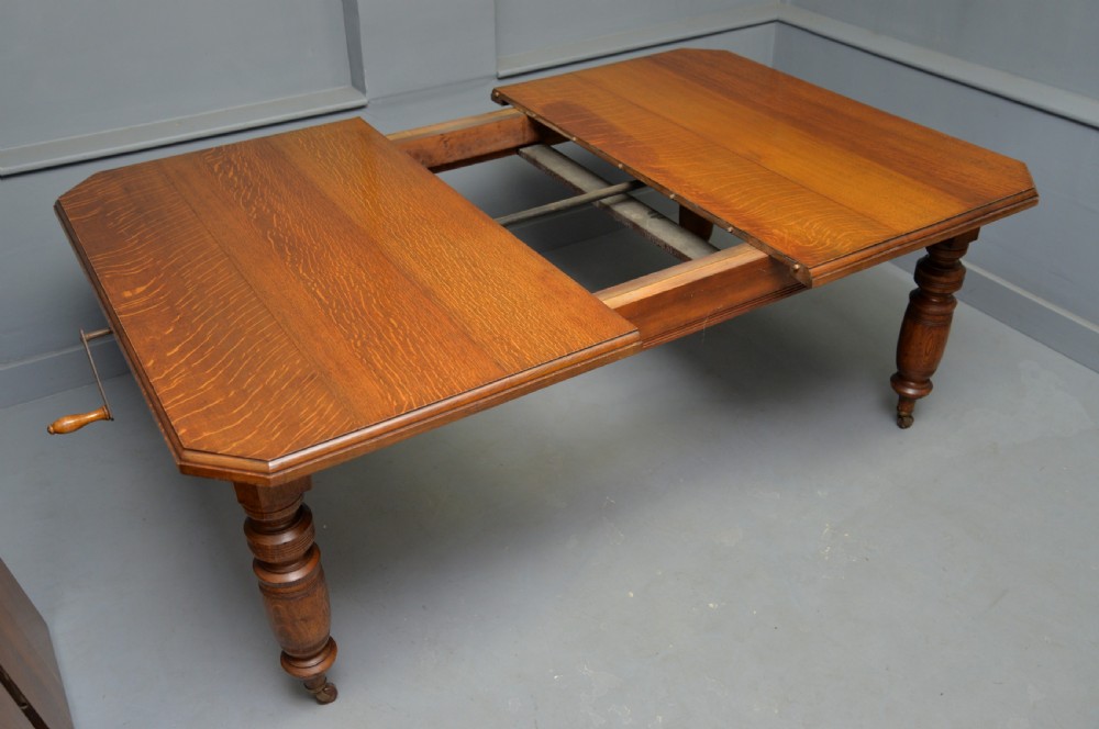 Victorian Golden Oak Extending Dining Table View VIII