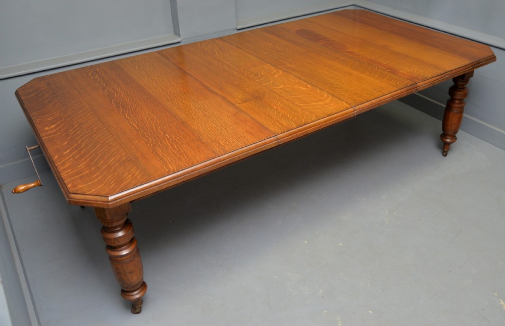 Victorian Golden Oak Extending Dining Table View IX