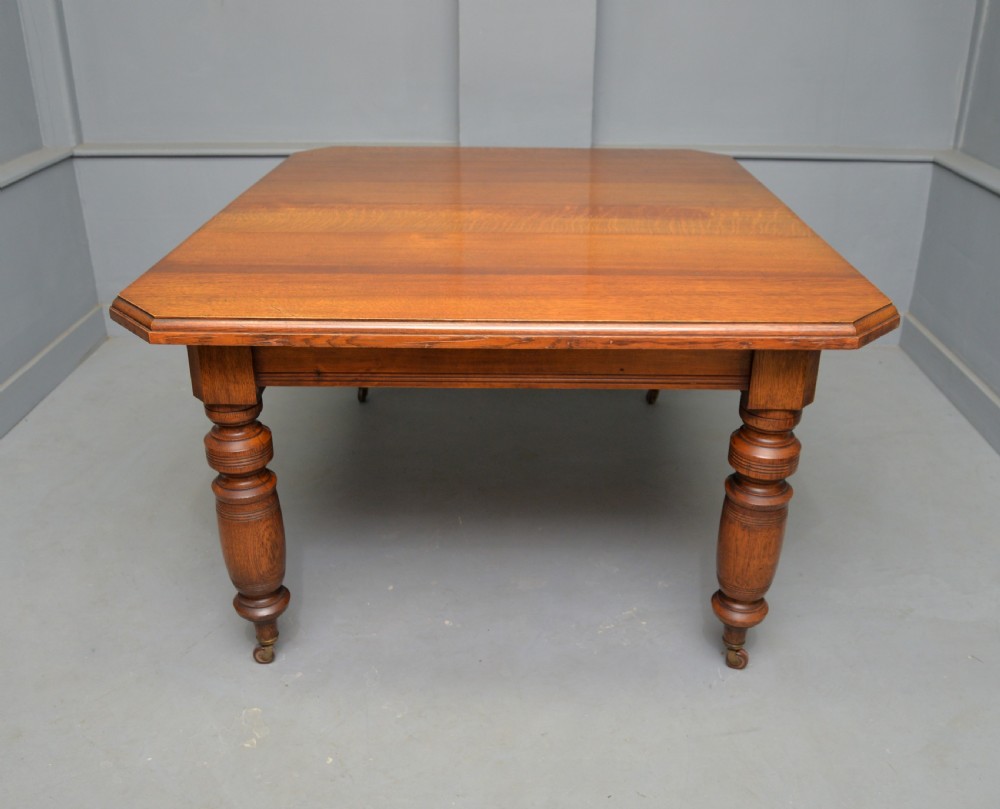 Victorian Golden Oak Extending Dining Table View XIII