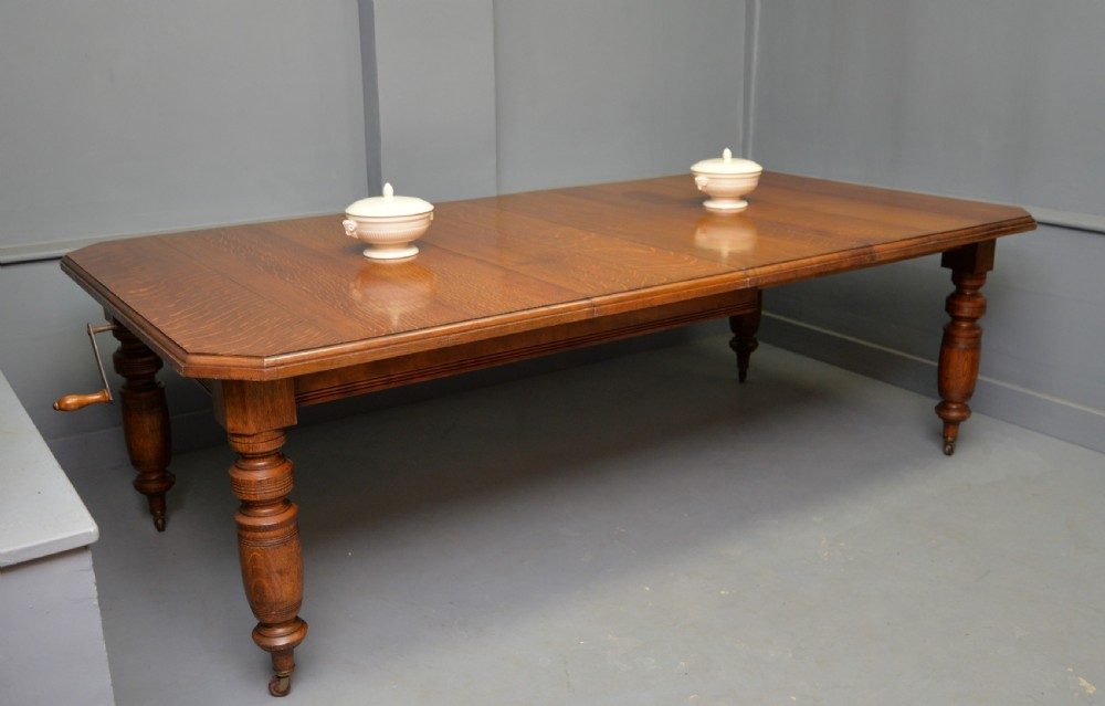 Victorian Golden Oak Extending Dining Table View XVIII