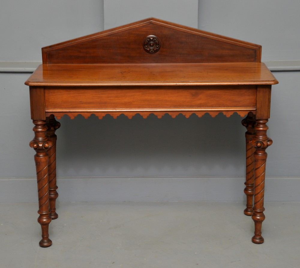 Victorian Walnut Gothic Revival Hall Side Lamp Table View III