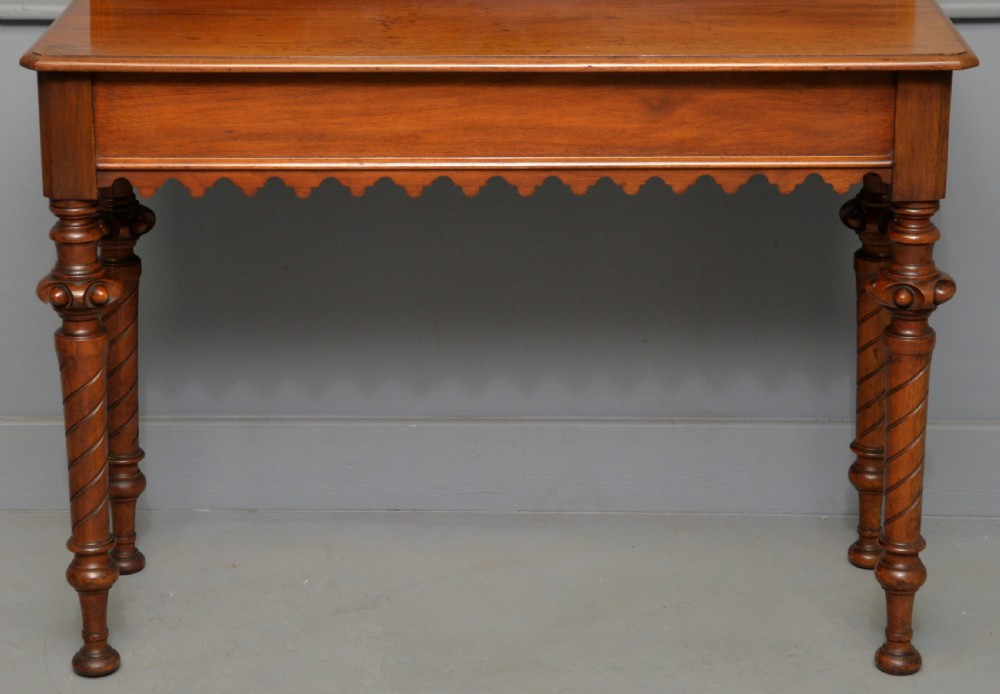 Victorian Walnut Gothic Revival Hall Side Lamp Table View IV