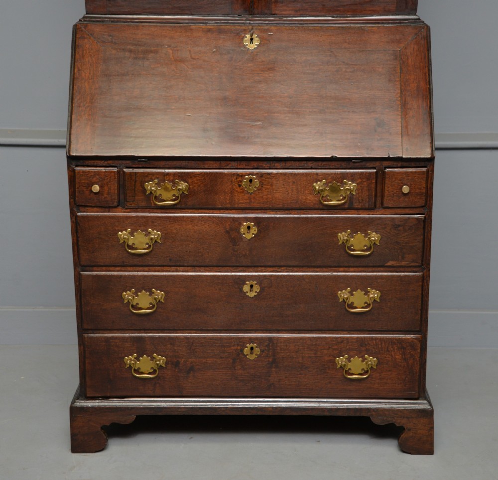 Georgian George III Oak Bureau Bookcase Cabinet View IV