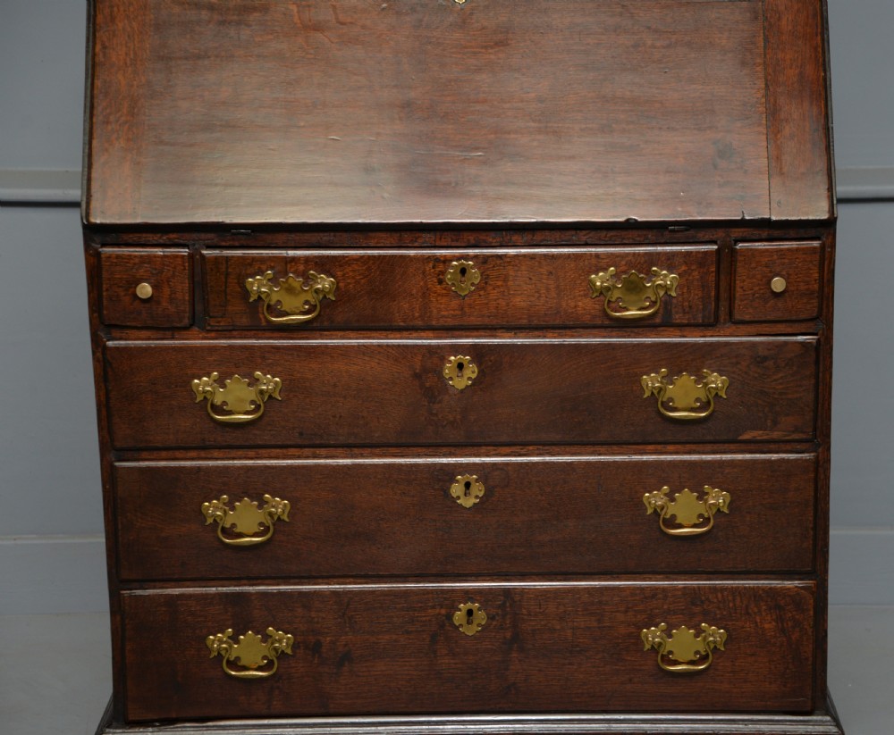 Georgian George III Oak Bureau Bookcase Cabinet View V