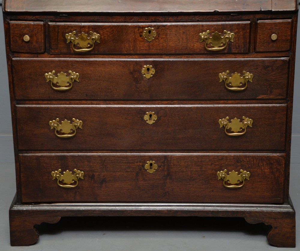 Georgian George III Oak Bureau Bookcase Cabinet View VI