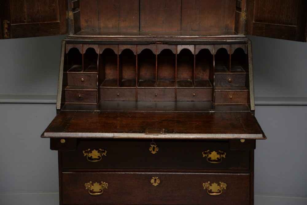 Georgian George III Oak Bureau Bookcase Cabinet View X
