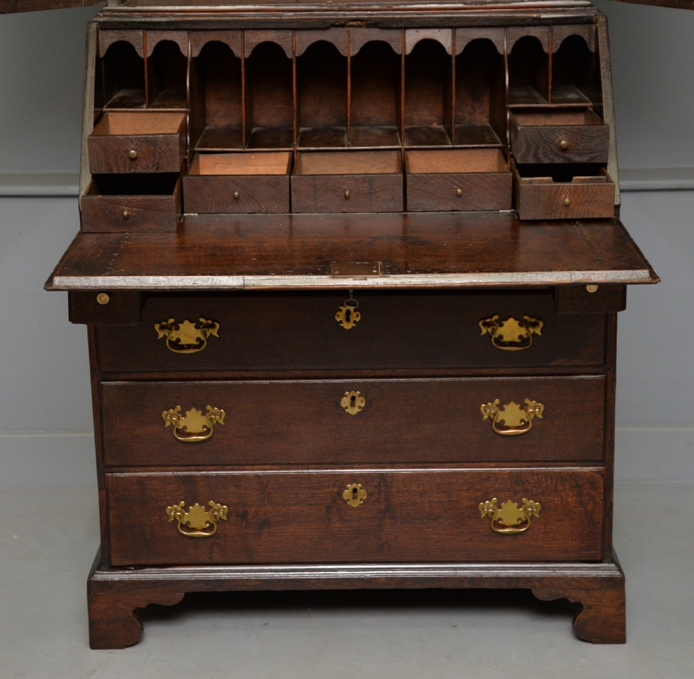 Georgian George III Oak Bureau Bookcase Cabinet View XIV