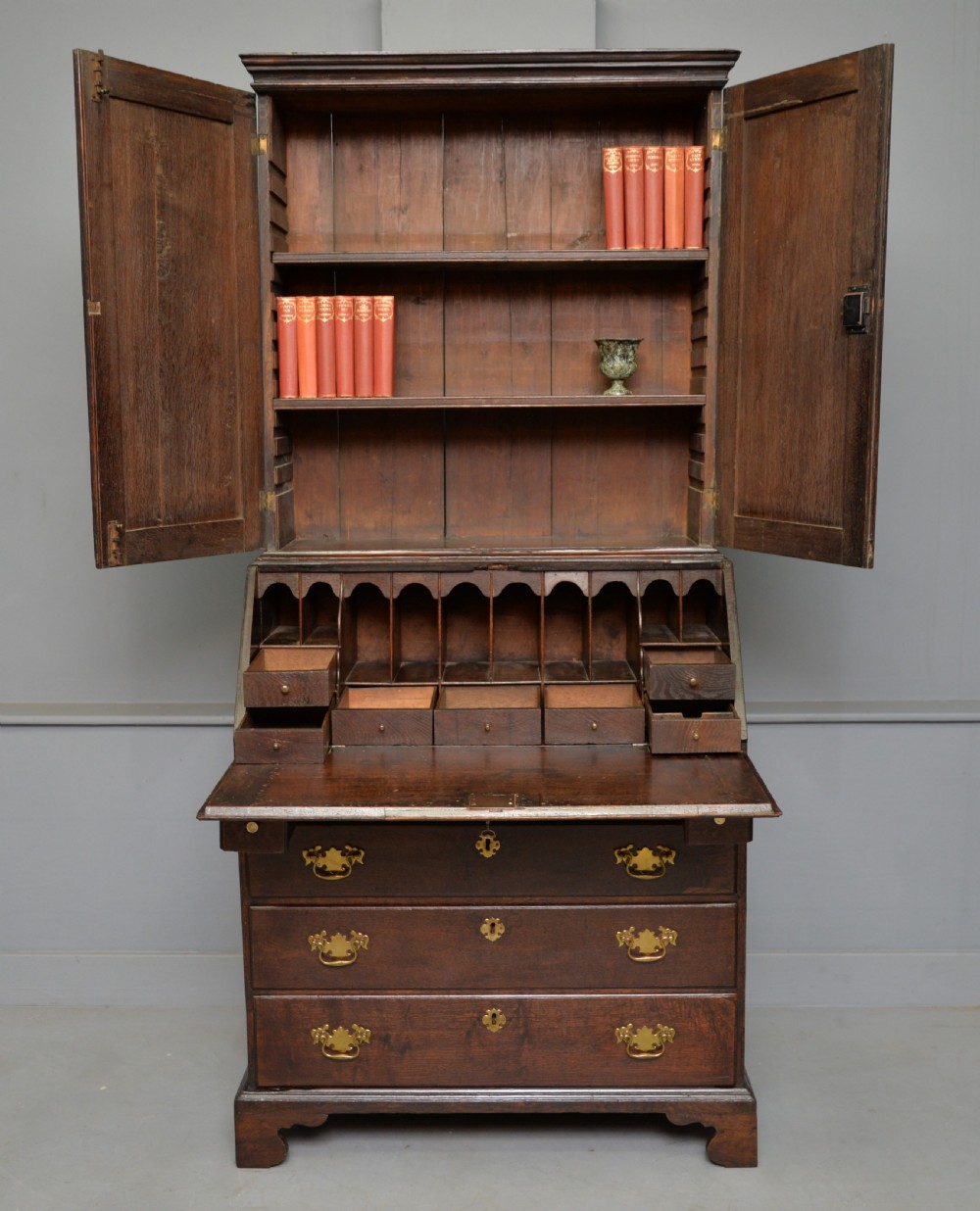 Georgian George III Oak Bureau Bookcase Cabinet View XV