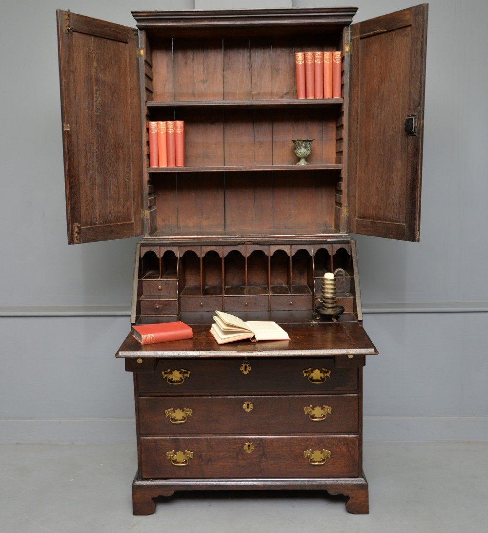 Georgian George III Oak Bureau Bookcase Cabinet View XVIII