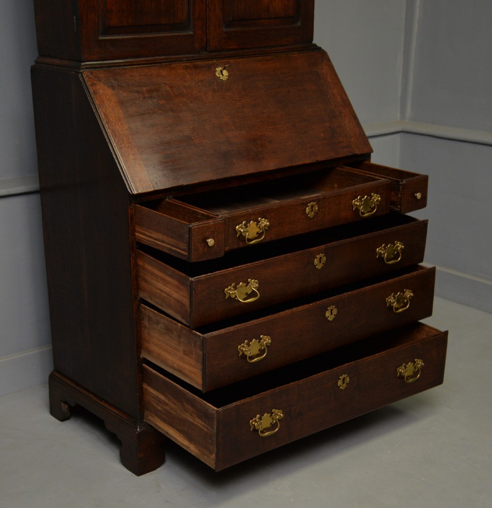 Georgian George III Oak Bureau Bookcase Cabinet View XX