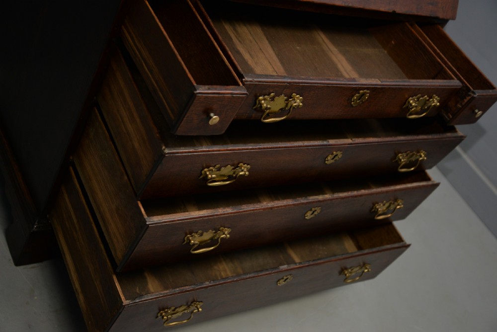 Georgian George III Oak Bureau Bookcase Cabinet View XXII